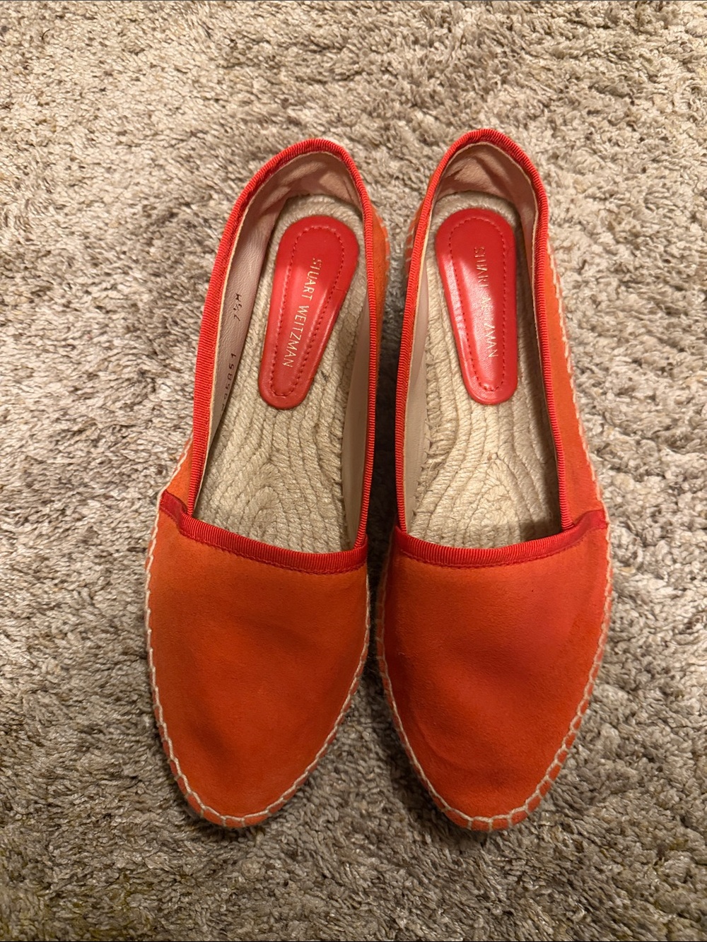 Stuart Weitzman Vibrant Orange Canvas Espadrilles 7.5